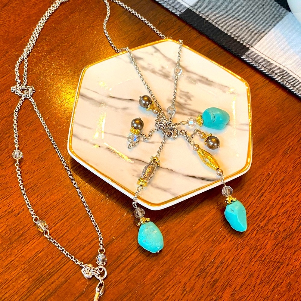 Brighton PERSIANA Turquoise Gold Silver Crystals Necklace Bracelet Earrings - Picture 8 of 17